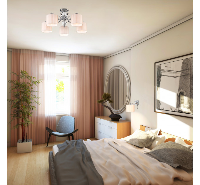 Потолочная люстра Shantel Eurosvet 5*40W Е14 хром/бежевый 60111/5