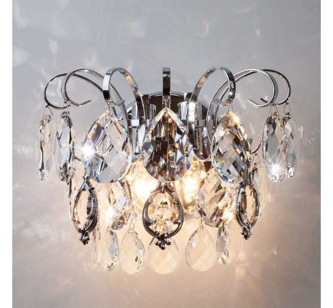 Настенный светильник Crystal Eurosvet 2*60W Е14 хром/хрусталь 10081/2