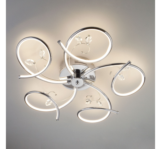 Потолочная LED-люстра Agata Eurosvet 12W 4200К хром/хрусталь 90089/5