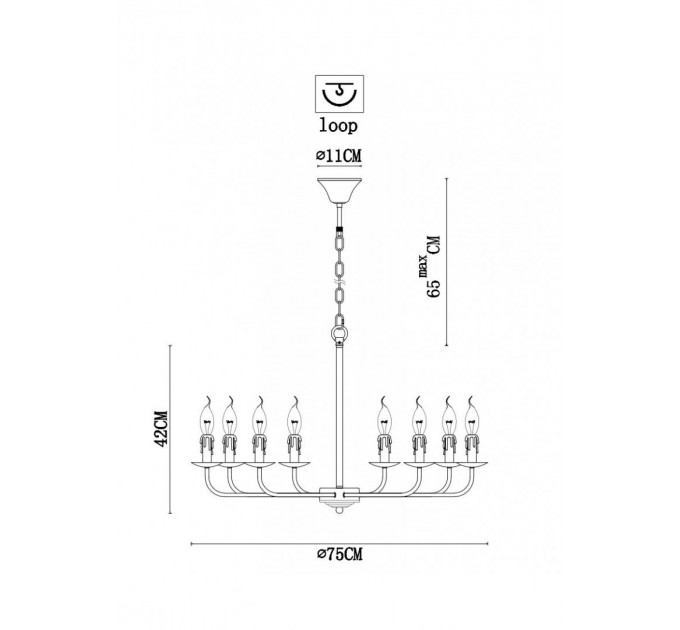 Подвесная Graff Arte Lamp 8*40W Е14 A1857LM-8BK