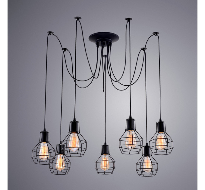 Подвесная люстра Spider Arte Lamp 7*60W Е27 черный A1109SP-7BK