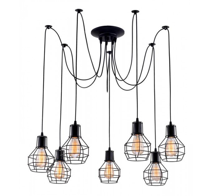 Подвесная люстра Spider Arte Lamp 7*60W Е27 черный A1109SP-7BK