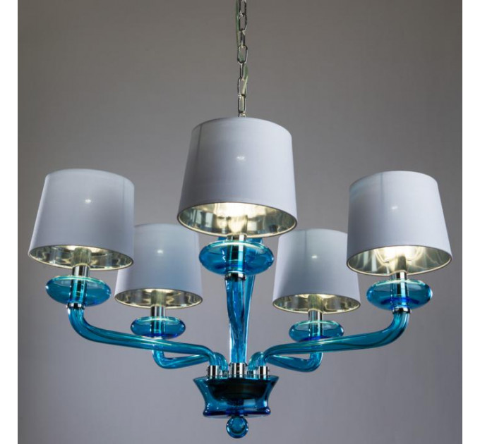 Подвесная люстра Veneto  Divinare 5*60W Е14 хром/синий 1155/04 Lm-5