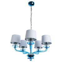 Подвесная люстра Veneto  Divinare 5*60W Е14 хром/синий 1155/04 Lm-5