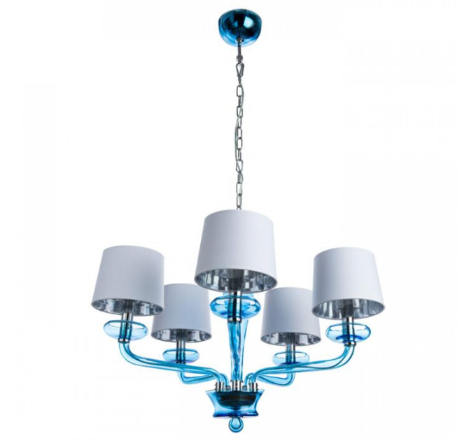 Подвесная люстра Veneto  Divinare 5*60W Е14 хром/синий 1155/04 Lm-5