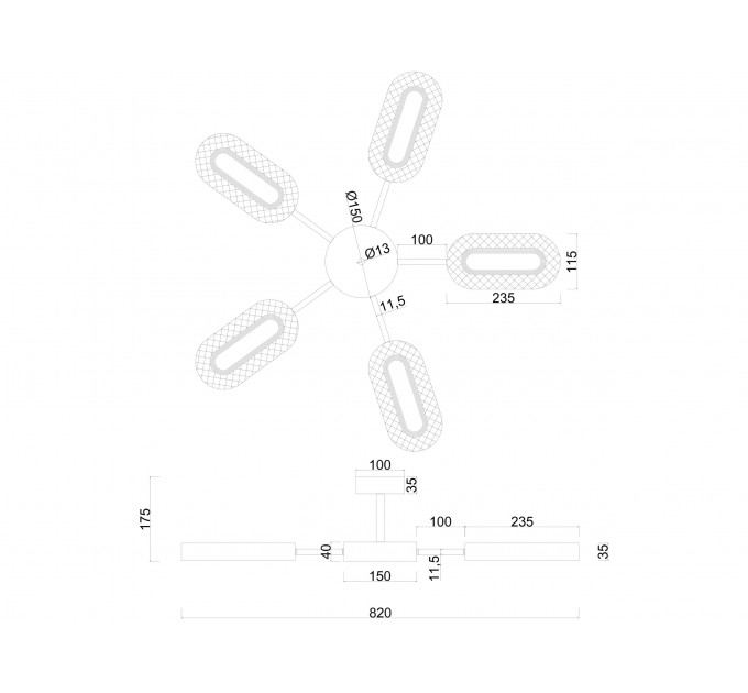 Потолочная люстра ARTE LAMP OVALE A2489PL-5GO