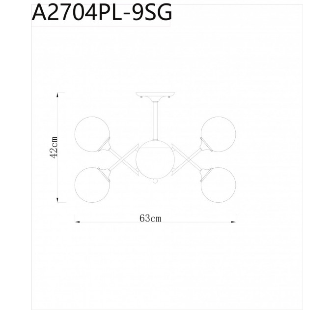 Потолочная люстра Fobos Arte Lamp 9*60W Е14 A2704PL-9SG