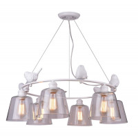 Подвесная люстра с птичками Passero Arte Lamp 6*40W Е27 A4289LM-6WH