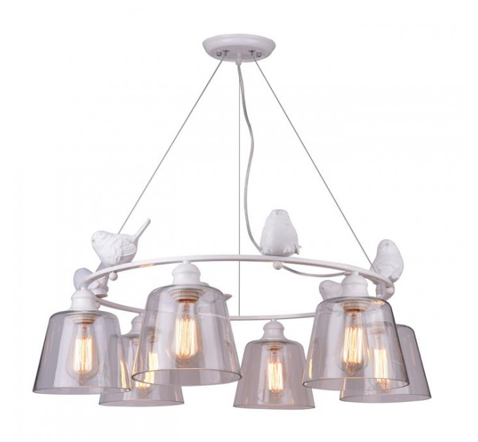 Подвесная люстра с птичками Passero Arte Lamp 6*40W Е27 A4289LM-6WH