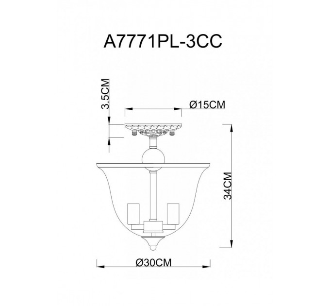 Потолочная люстра Bell Arte Lamp 3*60W Е14 A7771PL-3CC