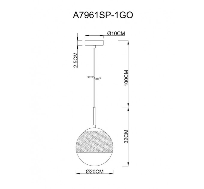 Подвесной светильник Jupiter Arte Lamp gold A7961SP-1GO