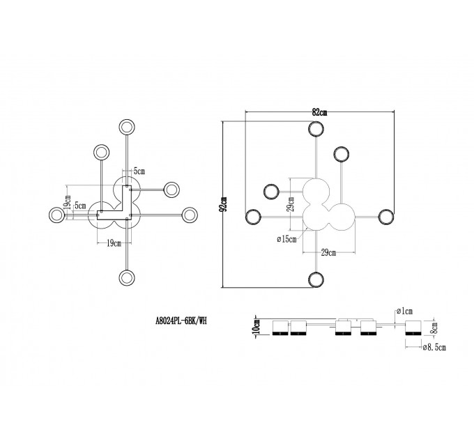 Потолочная люстра Arte Lamp LEGACY A8024PL-6BK