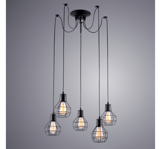 Подвесная люстра Spider Arte Lamp 5*60W Е27 черный A1109SP-5BK