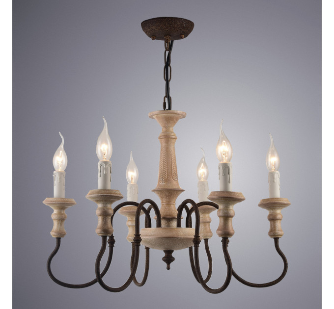 Подвесная люстра Woodstock Arte Lamp 6*60W Е14 A1700LM-6BR