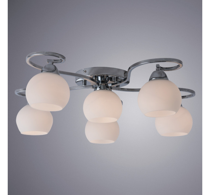 Потолочная люстра Моника Arte Lamp 6*60W Е27 хром/белый A6058PL-6CC