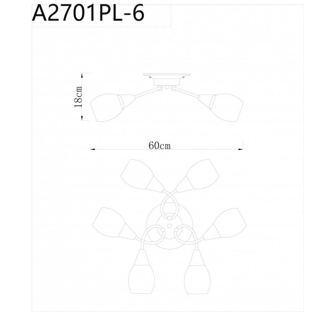 Потолочная люстра Penny Arte Lamp 6*60W Е27 хром A2701PL-6CC
