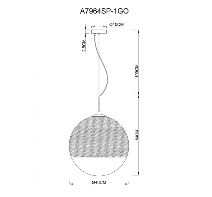 Подвесной светильник Jupiter Arte Lamp gold A7964SP-1GO