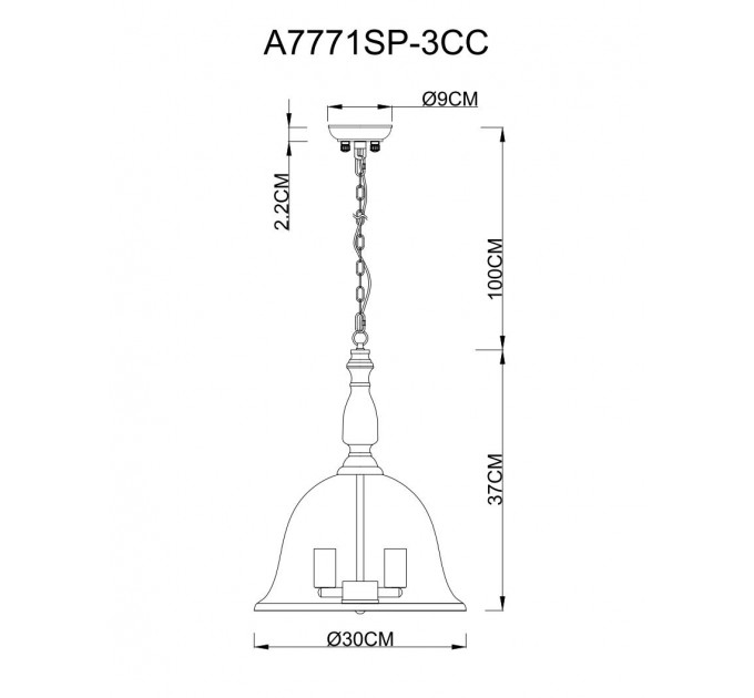 Подвесной светильник Bell Arte Lamp хром A7771SP-3CC