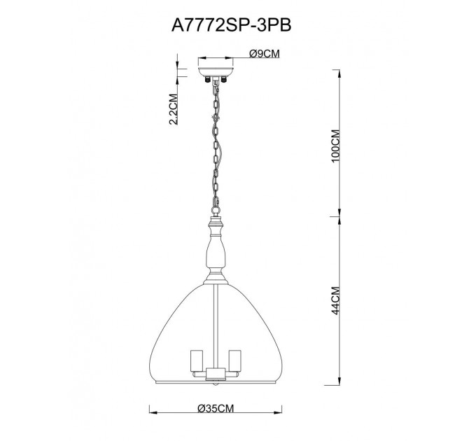 Подвесной светильник Bell Arte Lamp медь A7772SP-3PB