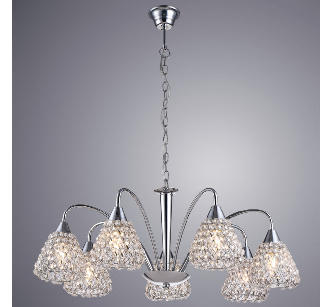 Подвесная люстра Adamello Arte Lamp 7*40W Е14 хром A9466LM-7CC