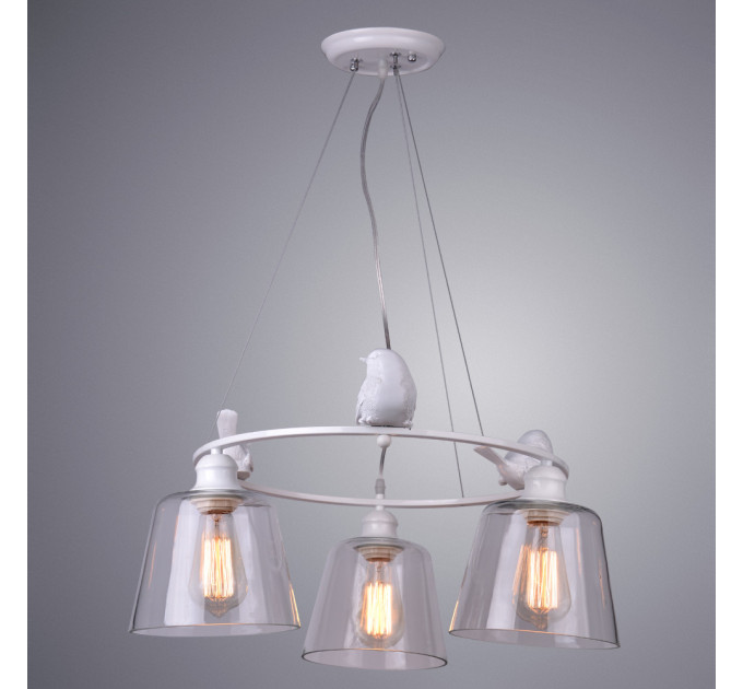 Подвесной светильник с птичками Passero Arte Lamp 3*40W Е27 A4289LM-3WH