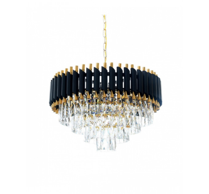 Хрустальная подвесная люстра Lumina Deco Funneli LDP 6003-550 BK+F.GD