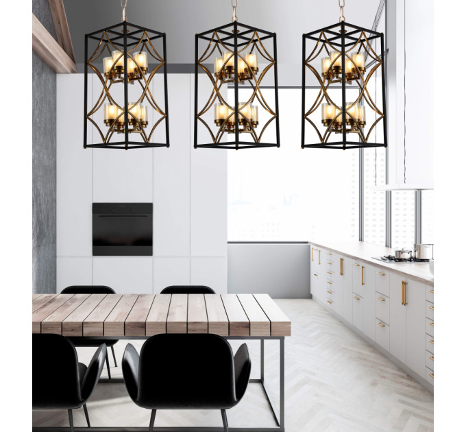 Подвесная люстра Lumina Deco Quadrato LDP 1223-8 BK+MD