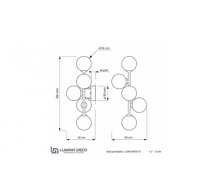 Настенный светильник Lumina Deco Marsiada LDW 6033-5 F.GD