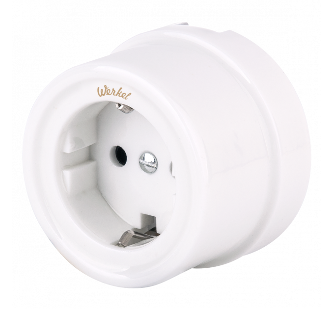 Розетка с заземлением (белый) Ретро WL18-03-01