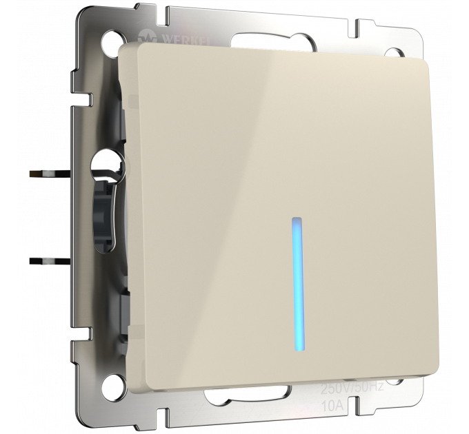 Выключатель одноклавишный с подсветкой (слоновая кость) WL03-SW-1G-LED-ivory
