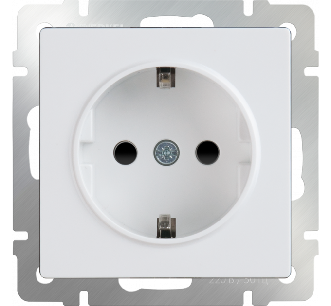 Розетка с заземлением и шторками (белая) WL01-SKGS-01-IP44