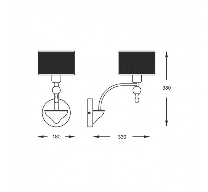 Настенное бра Jewellery Zumaline 1*60W Е27 хром/серебро W1550-01A-F4B3