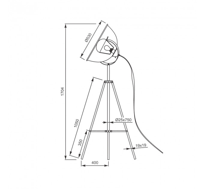 Торшер Antenne Zumaline 1*60W Е27 TS-090522F-BKSI